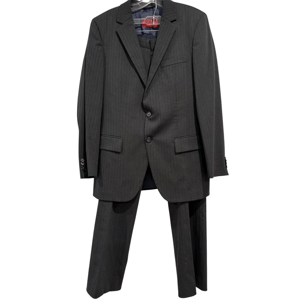 HUGO BOSS Aamon/Hago Men's Charcoal Pinstripe Wool Suit Jacket Blazer Size 46‎